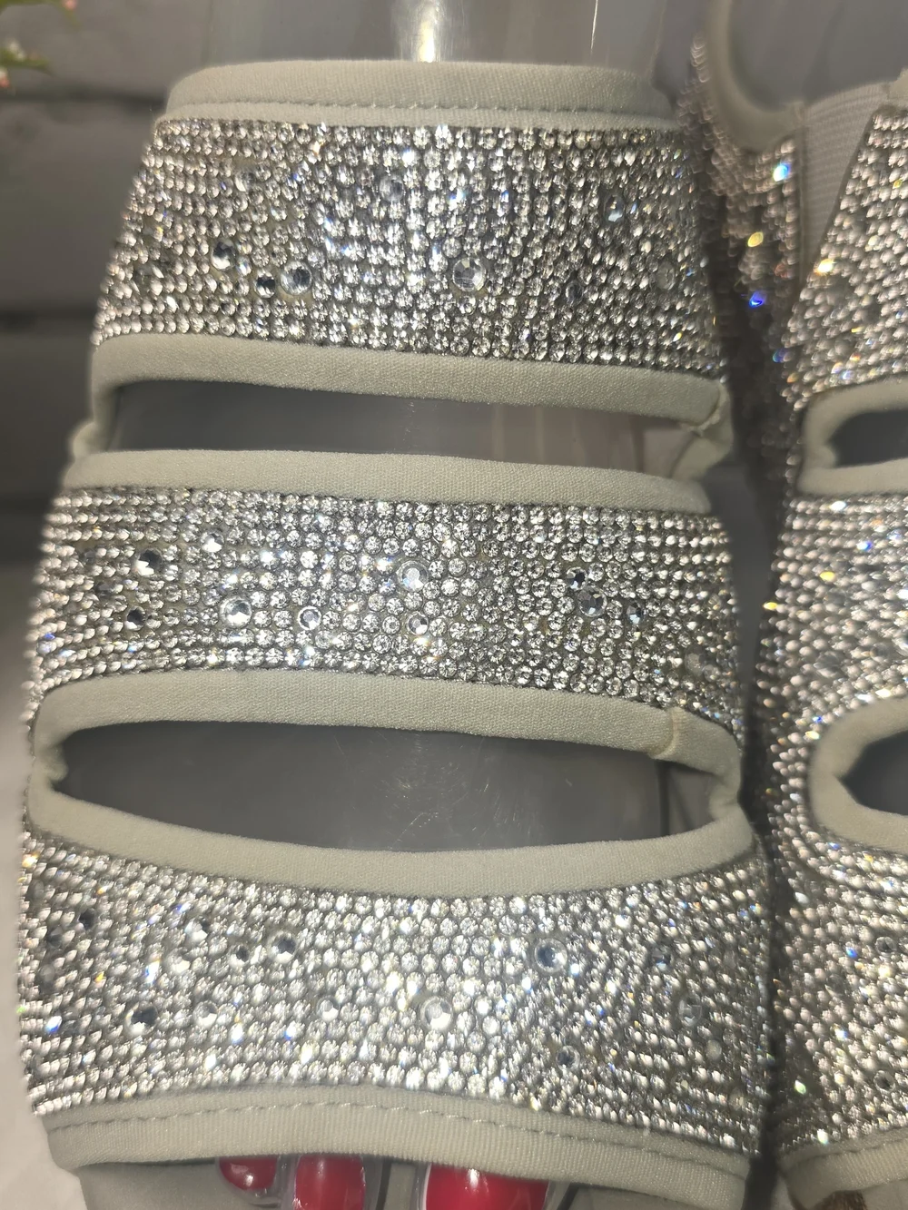 Chelsea & violet rhinestone-embellished double strap sandals platform women’s 8